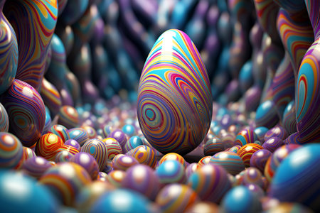 Unusual design for Easter using acidic colors, surreal reality. Motley, bright background. With Generative AI technology.の素材