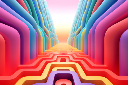 Surreal background design using acid colors and geometric shapes, psychedelic culture. With Generative AI technology.の素材