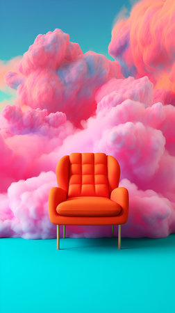 Surreal background for Singles Awareness Day. Banner on a pink background. With Generative AI technology.の素材