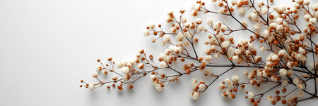 Flowers in muted, earthy tones, creating a feeling of calm and elegance and minimalism. White background. With Generative AI technology.の素材