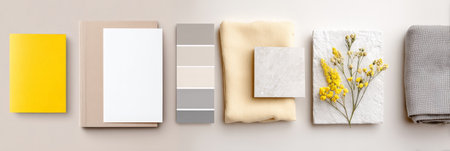 Modern minimalist composition with yellow and neutral tones.の素材