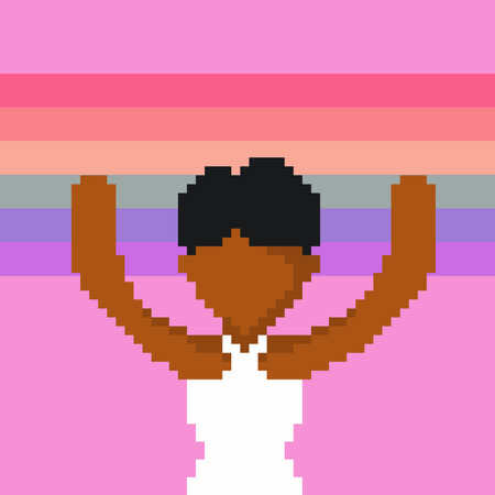 A Trans people with LGBT pride flag (Pixelated)のイラスト素材