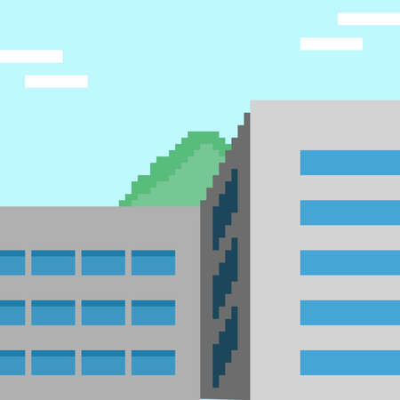Office Building (Pixelated styled design artwork;Day)のイラスト素材