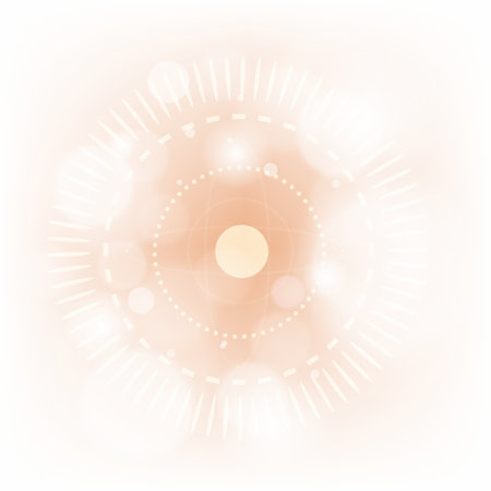 Orange Bokeh background, around the dot circles, on dreamy cyberspace atmosphereのイラスト素材