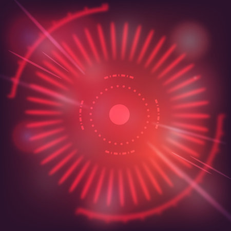 Red radar circle Background with bokeh lightsのイラスト素材
