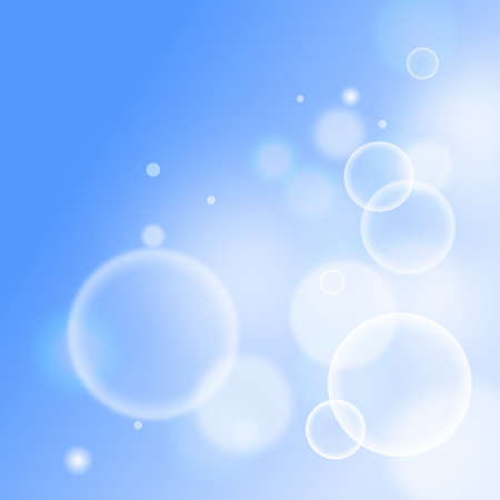 Blue blurring bubbles background with bokeh lights, in dreamy atmosphereのイラスト素材