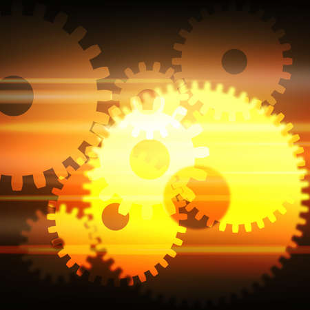 Golden light background with Gears and Speed Linesのイラスト素材