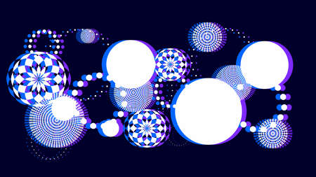 Neon Light Glitched and Patterned Circles with multiple form of dotsのイラスト素材