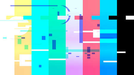 Glitched Neon particles in Digital Color Bar Test Pattern, 16:9 aspect ratio