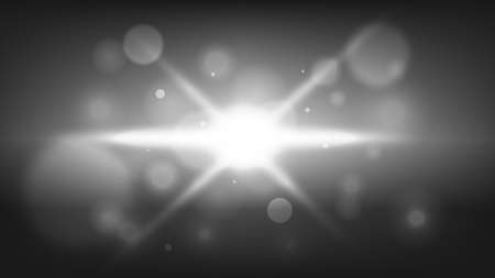 Black and white Flare lights from center with bokeh particles, Dark greyのイラスト素材