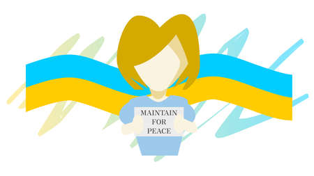 People holding the board on ukraine flag waveのイラスト素材