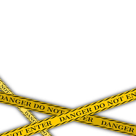 Bunch of Yellow Danger Tape strapped, Isolatedのイラスト素材