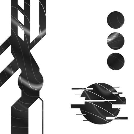 Black Chrome Minimal Pattern set (Circles, Vertical Frame)のイラスト素材