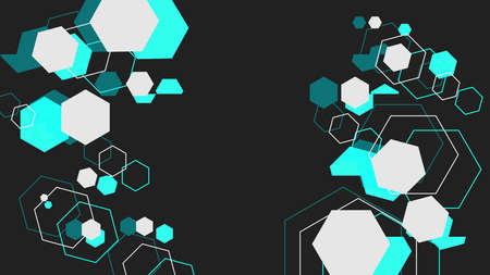 Light Cyan Glitched Hexagonal frame template in dark grey