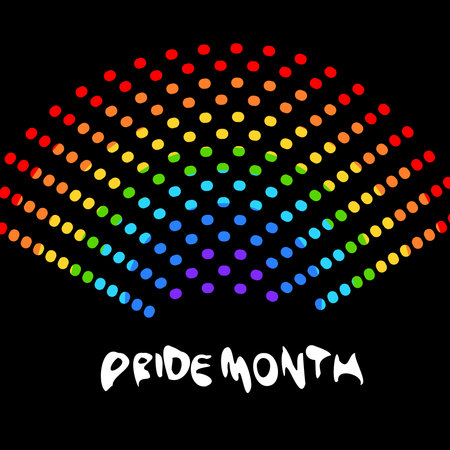 Abstract LGBT Pride Rainbow Arc, with black backdropのイラスト素材