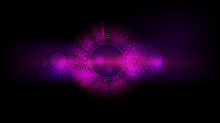 Neon Pink Vibrating Circle Lines with Dots Illustrationのイラスト素材