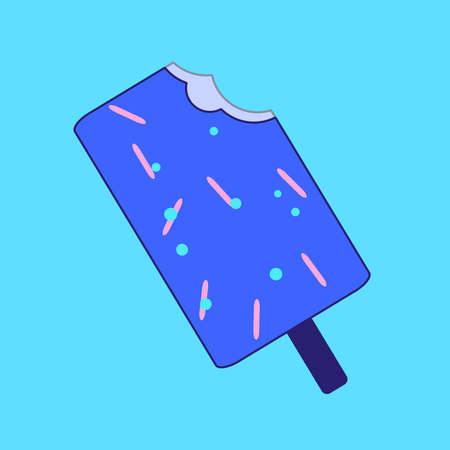 Neon Style Ice Cream Stick, Cartoonized Lineのイラスト素材