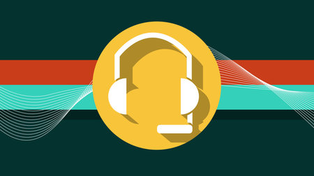 Individual Of Headset with Microphone on Yellow Circle, Abstract Flat Artwork