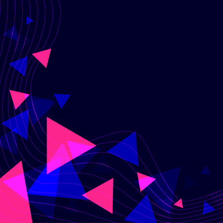 Neon Light Blue And Pink Dark Atmosphereic Triangle with Abstract wave Illustration, Template Style Artworkのイラスト素材