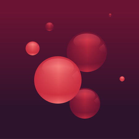 Abstract 3D Red Bubbles Floating under Dark Fluid Teture Illustrationのイラスト素材
