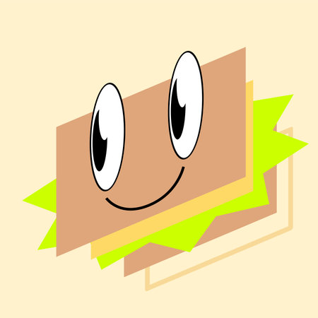 Cartoonized Cute Cheese Burger Illustration, Y2K Styledのイラスト素材