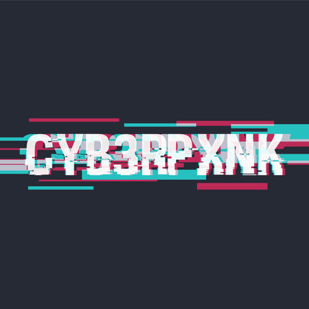 Abstract Futuristic Glitch Leak Cyberpunk Style Typeletter, Black Backgroundのイラスト素材