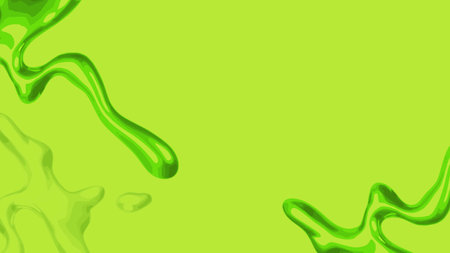Neon Light Green Ooze Liquid Chrome Dripping Trails with Solid Background Illustrationのイラスト素材