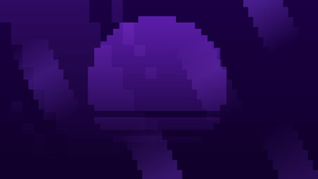 Pixelated Sunset In Twilight Dark Purple Backgrounds, with Light Rainsのイラスト素材