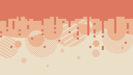 Orange Flat Layered Styles (Pixelated, Curve Solid, Patterned Circles) Illustration Backgroundのイラスト素材