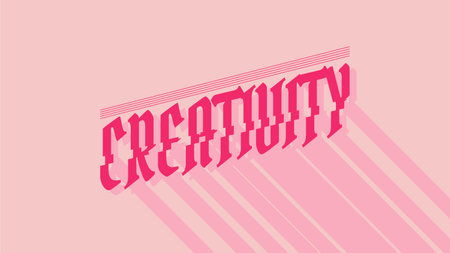 Pink Tone Minimal Goth Style Creativity Shadowed Lettering on Solid backgroundのイラスト素材