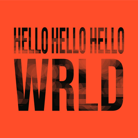Hello World Ghost Cloud Black Colored Typography on Bright Orange Solid Backgroundのイラスト素材