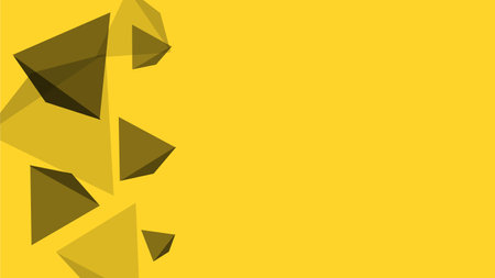Halftone 3D Polygonal Triangle Cube on Yellow Background, Minimal Styleのイラスト素材