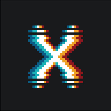 Pixelated White Crossover Mark with Shining Lens Leak, Black Backgroundのイラスト素材