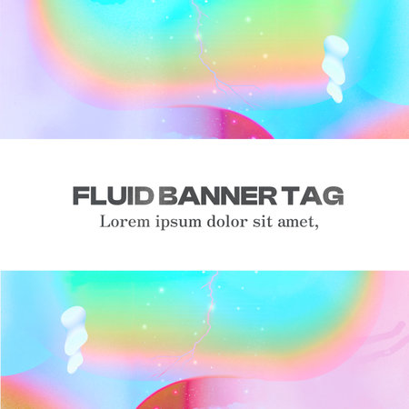 Colorful Abstract Rainbow Fluid Banner template, Two Variables, Generative AI basedの素材