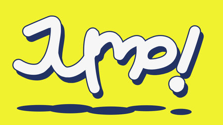 Jump Typo Graffiti Doodle Artwork with Blue Shade and Neon Green Backgroundのイラスト素材