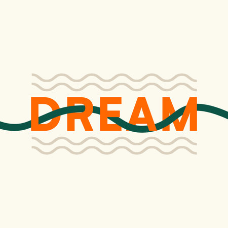 'Dream' Typography Illustration with Intertwined Line, Abstract Illustrationのイラスト素材