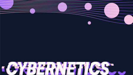Pink and Purple Gradient Line wave and Circle with Cybernetics Typography, Template Illustrationのイラスト素材