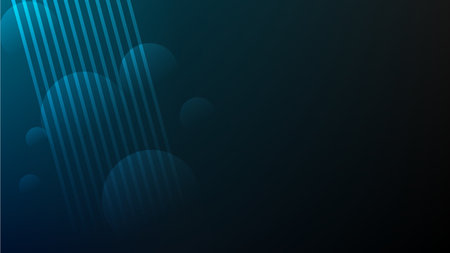 Deep Blue Gradient Background, With Floating Bubbles and Shining Light Linesのイラスト素材