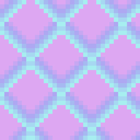 Holographic Pink and Cyan Wireframe Pixel Line Art, Neon Cyberのイラスト素材