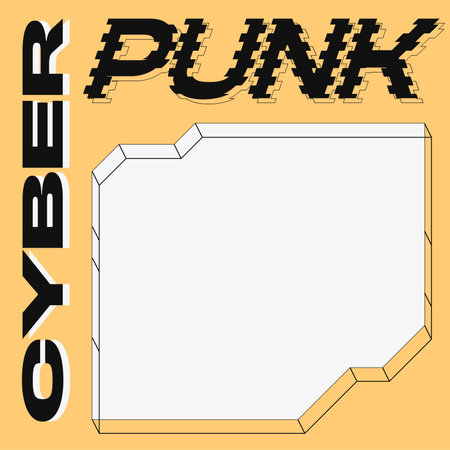 Cyberpunk Futuristic Style Border Template, Yellow with Whiteのイラスト素材