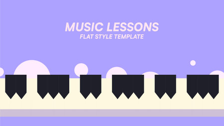 Purple Background with Bold Piano Keys, Flat Art Template Frameのイラスト素材