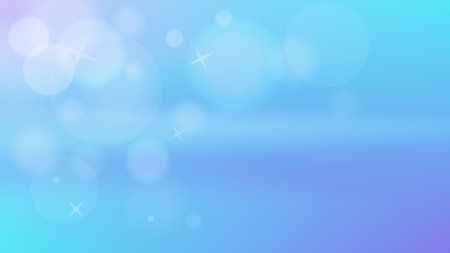 Shining Clear Blue Wavy Mesh Gradient Background with Blurry Bokeh Lightsのイラスト素材