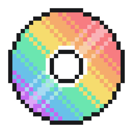 Colorful Compact Disc, Pixel Art Icon, Isolatedのイラスト素材