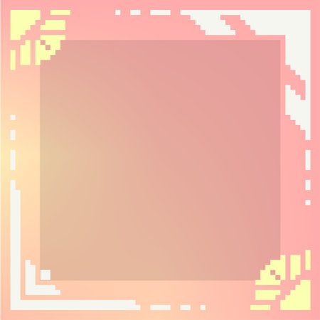 Pixel Art Style Pink And Yellow Abstract Oriental Frame Templateのイラスト素材