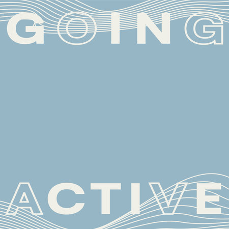 Blue solid background with Active Text Type Frame and Line Waves
