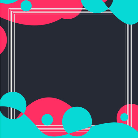 Neon Space Bright Cyan and Magenta Color Bubble Foam Frame, Black Backgroundのイラスト素材