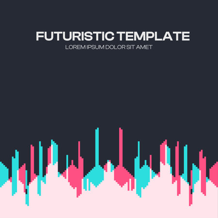 Pixel Industrial Style Futuristic Color Glitch Bottom Template, Black Backgroundのイラスト素材