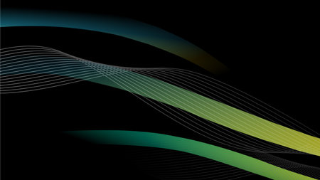 Ethereal Glowing Color Aura Tube with Flowing Line Grid, Black Backgroundのイラスト素材