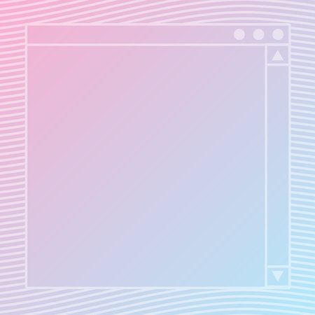 White Outline Interface Window Screen Template, on Pastel Blue and Pink Gradient Backgroundのイラスト素材