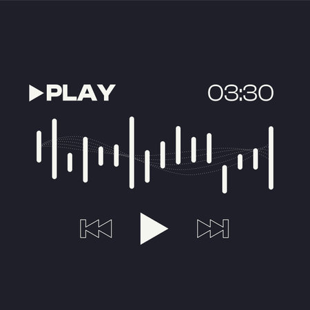 Audio Wave Spectrum with Playing Interface, Black Backgroundのイラスト素材